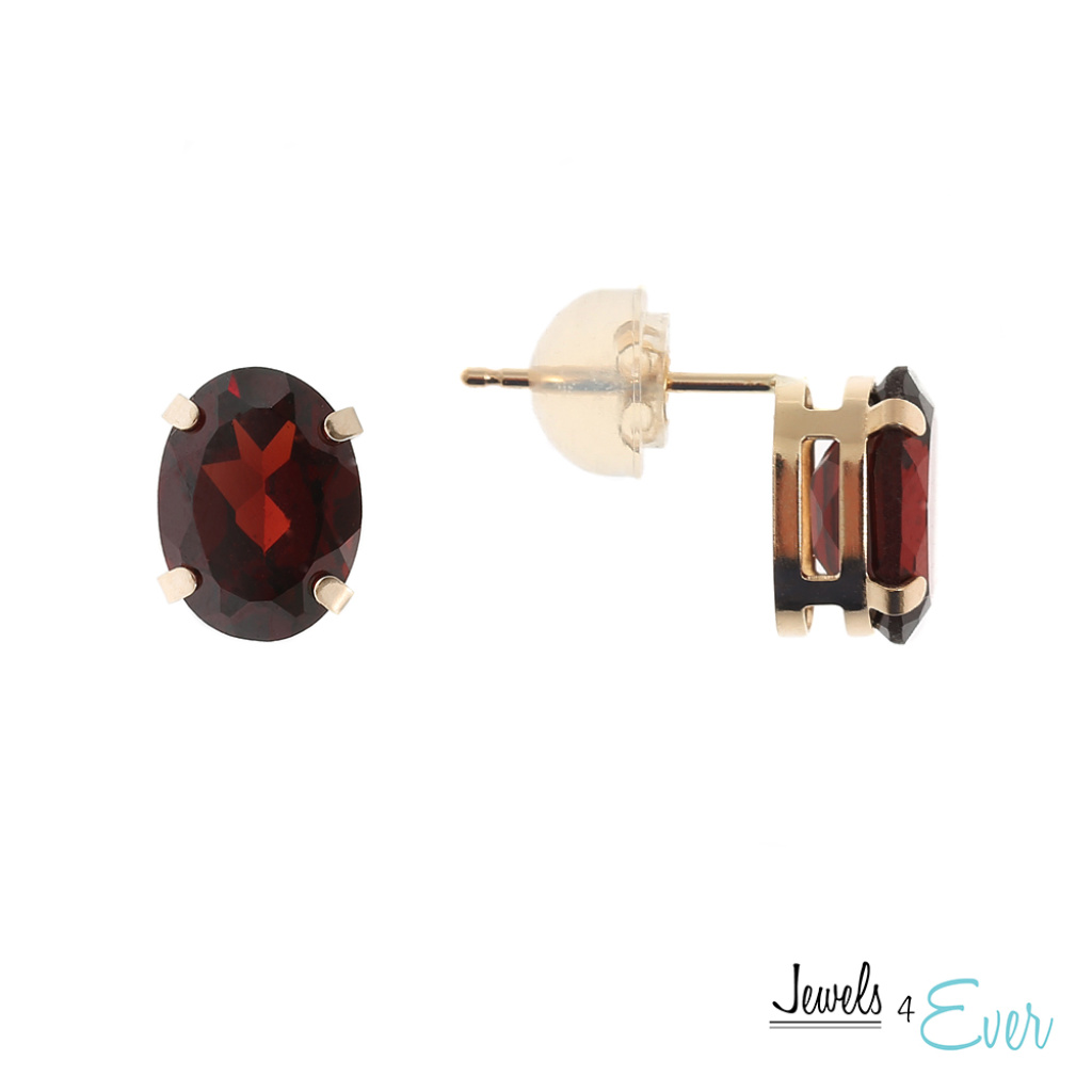 10k Gold Stud Earrings With Genuine Garnet